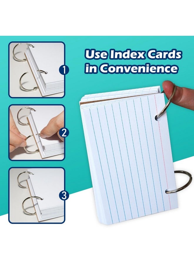 Olivo - Index Card Binder Refills, White 3X5 Lined Index Cards With Ring, 2 Holes Punched, 100 Count - Image 1
