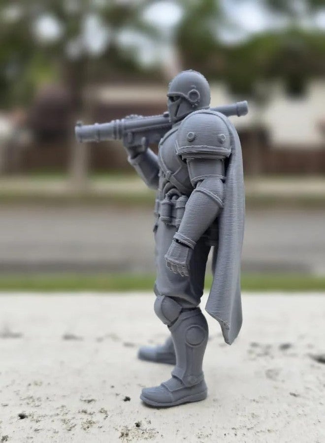 3D CRAFT 3D Printed Sci-Fi Soldier Action Figure – Futuristic Armored Warrior Collectible Toy – High Detail Model for Desk Display & Kids Imaginative Play – Grey Miniature Figurine Gift for Boys - Image 3