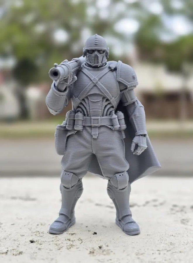 3D CRAFT 3D Printed Sci-Fi Soldier Action Figure – Futuristic Armored Warrior Collectible Toy – High Detail Model for Desk Display & Kids Imaginative Play – Grey Miniature Figurine Gift for Boys - Image 1