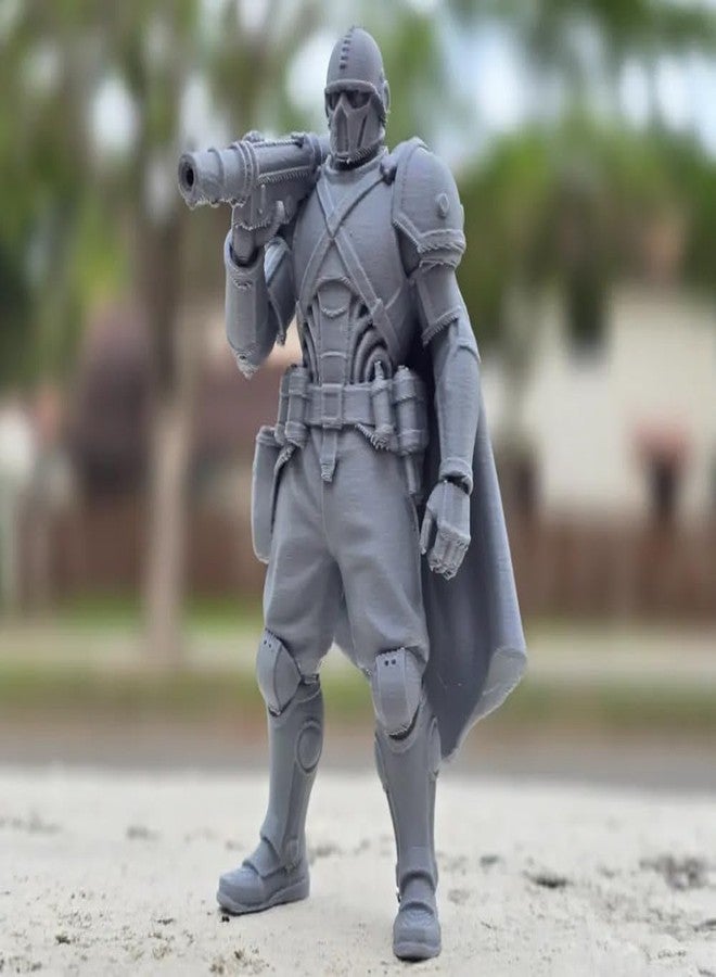 3D CRAFT 3D Printed Sci-Fi Soldier Action Figure – Futuristic Armored Warrior Collectible Toy – High Detail Model for Desk Display & Kids Imaginative Play – Grey Miniature Figurine Gift for Boys - Image 4