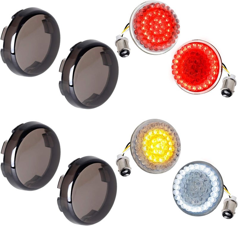 NTHREEAUTO 1157 LED Turn Signals Front Rear Lights 2Inch Bullet Smoked Lens Cover Compatible with Harley Street Glide Road Glide Sportster Dyna Softail Iron 883 Touring 1986-2023 - Image 1