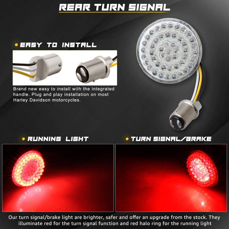 NTHREEAUTO 1157 LED Turn Signals Front Rear Lights 2Inch Bullet Smoked Lens Cover Compatible with Harley Street Glide Road Glide Sportster Dyna Softail Iron 883 Touring 1986-2023 - Image 5