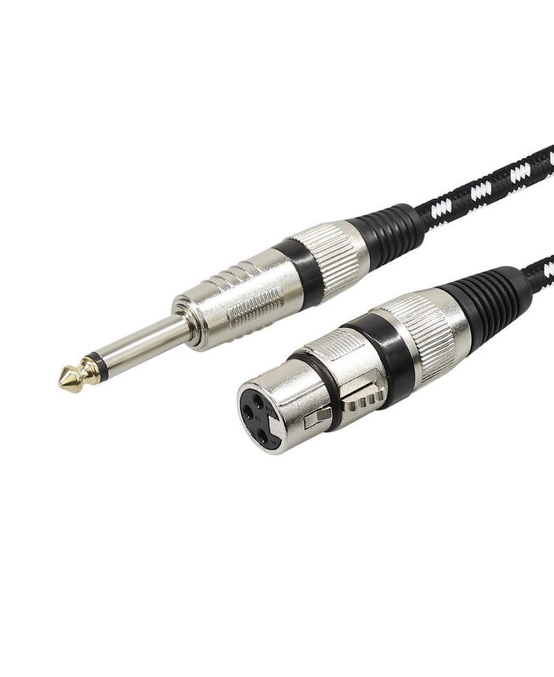 إيغويل كابل الميكروفون XLR الإناث إلى 1/4 "كابلات TS ، نايلون مغلفة 6.35mm (1/4 بوصة) TS إلى كابل XLR (XLR الإناث إلى كابل TS الذكور غير المتوازن) موصلات مطلية بالذهب (5M 1PACK) - Image 1