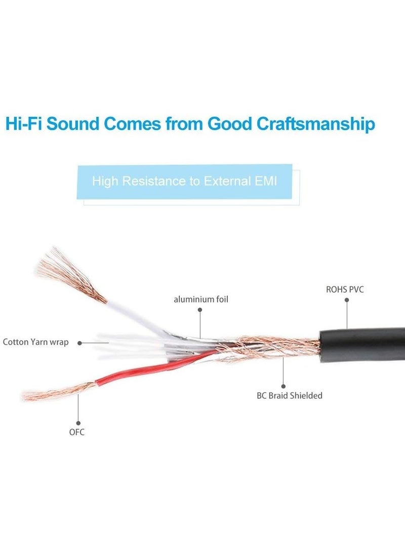 إيغويل كابل الميكروفون XLR الإناث إلى 1/4 "كابلات TS ، نايلون مغلفة 6.35mm (1/4 بوصة) TS إلى كابل XLR (XLR الإناث إلى كابل TS الذكور غير المتوازن) موصلات مطلية بالذهب (5M 1PACK) - Image 3