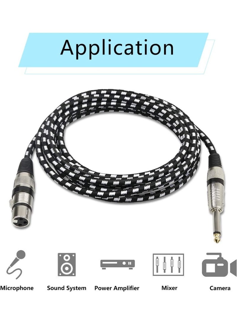 إيغويل كابل الميكروفون XLR الإناث إلى 1/4 "كابلات TS ، نايلون مغلفة 6.35mm (1/4 بوصة) TS إلى كابل XLR (XLR الإناث إلى كابل TS الذكور غير المتوازن) موصلات مطلية بالذهب (5M 1PACK) - Image 2