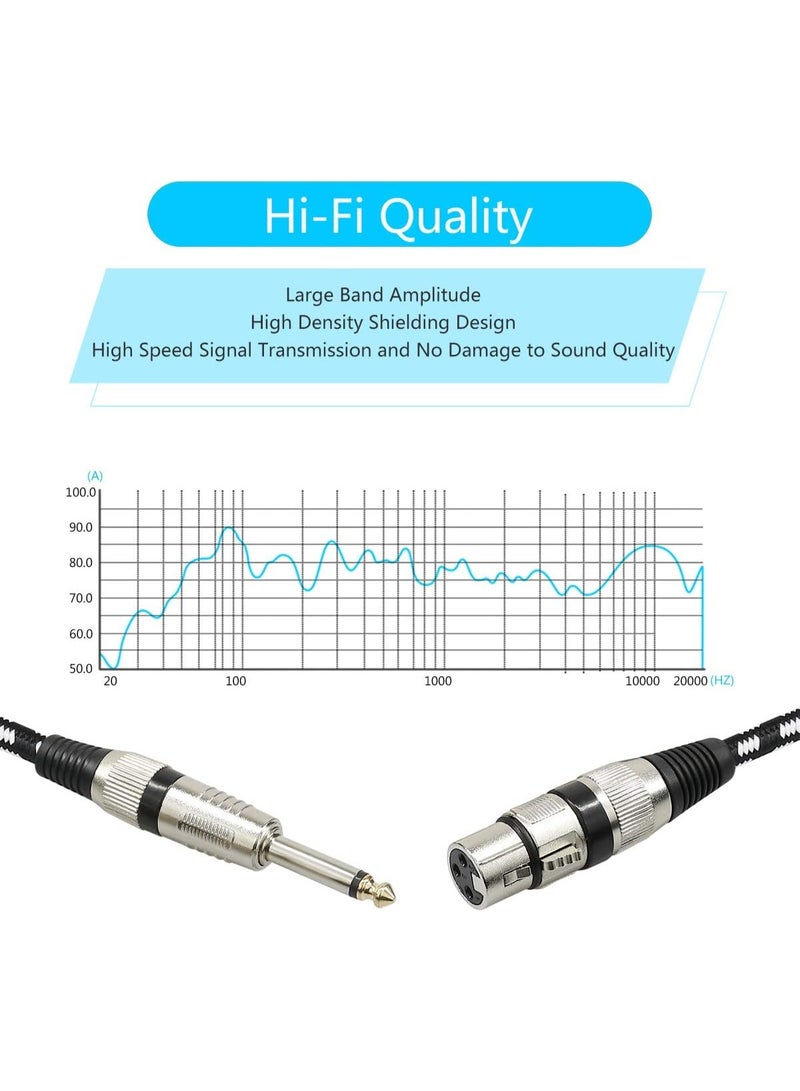 إيغويل كابل الميكروفون XLR الإناث إلى 1/4 "كابلات TS ، نايلون مغلفة 6.35mm (1/4 بوصة) TS إلى كابل XLR (XLR الإناث إلى كابل TS الذكور غير المتوازن) موصلات مطلية بالذهب (5M 1PACK) - Image 4