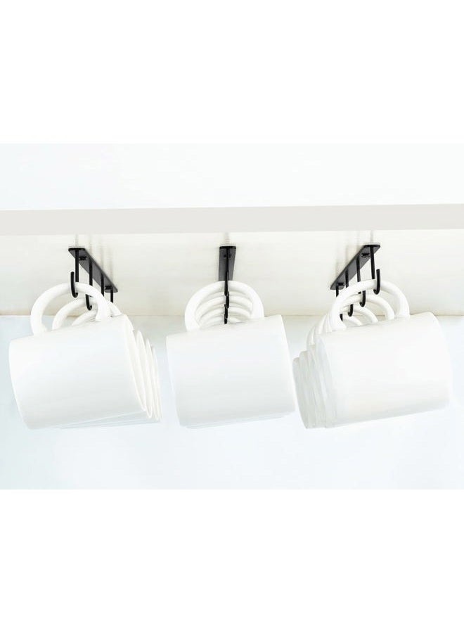 Mkono Under Cabinet Mug Hanger Set of 3 Metal Mug Hooks Coffee Cup Holder with 12 Hooks Simple Coffee Mug Organizer for Cabinet Shelf Modern Mug Storage Display Rack for Kitchen, Black - Image 4