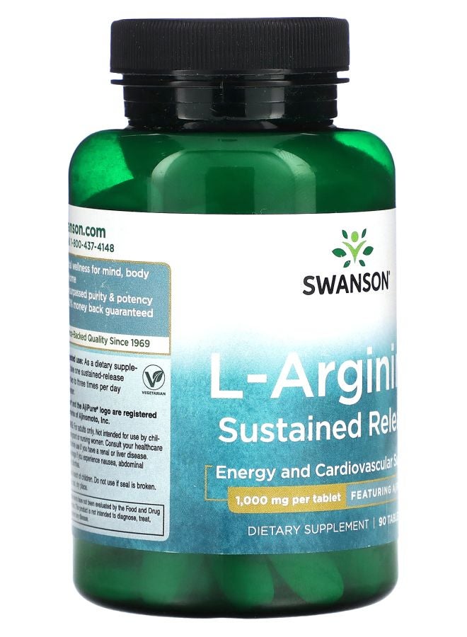 SWANSON L-Arginine Sustained Release 1000 mg 90 Tablets - Image 2