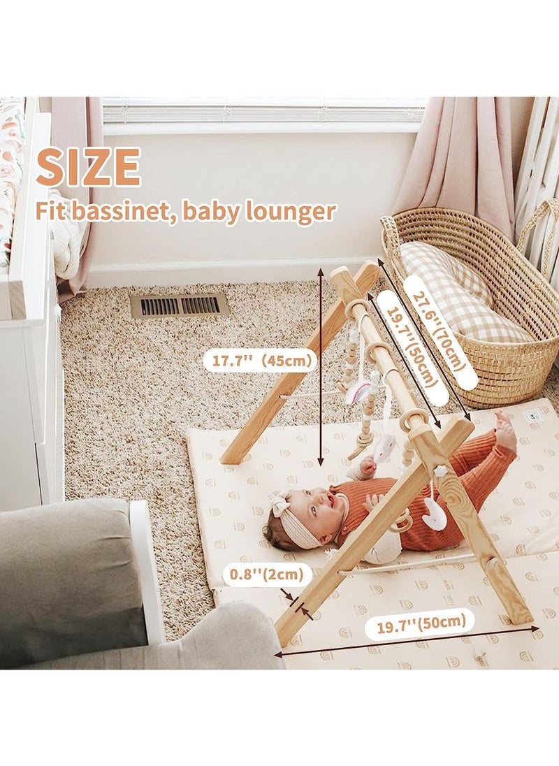 Gonice Baby Play Gym Wooden Baby Gym with 6 Toys Foldable Play Gym Frame Activity Gym Hanging Bar, Baby Toy Natural Wood Play Gym Baby Exercise Activity Gym Hanging Bar Newborn Baby Gift  - Image 5