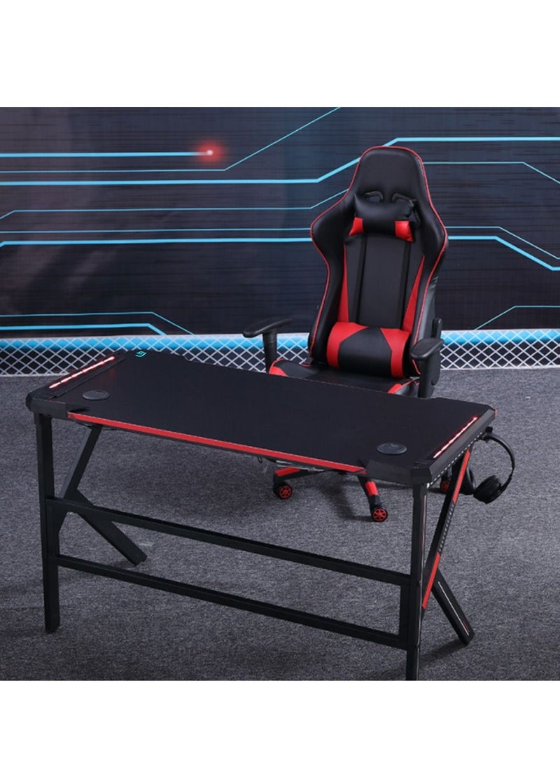 Flash Hawk Professional K Shape Table Gaming Desk Rgb Gaming Desk Led Lights Computer Desk 1.4M With Headphone Holder  - Image 1