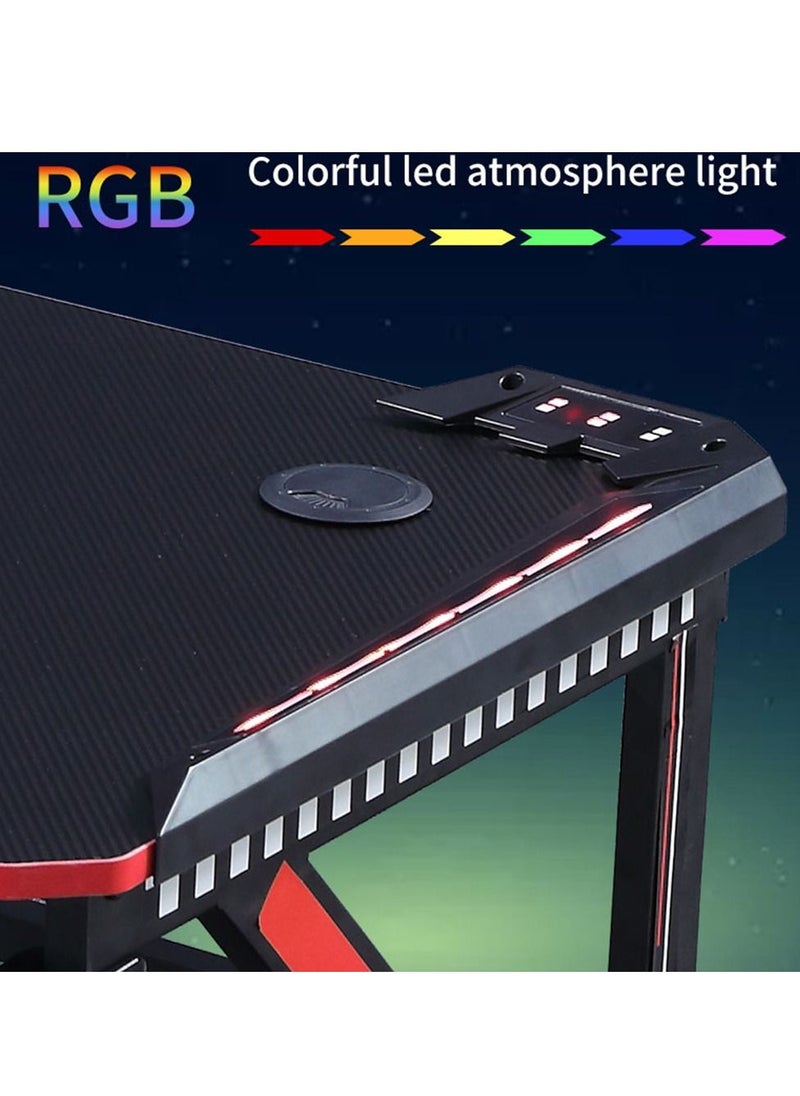 Flash Hawk Professional K Shape Table Gaming Desk Rgb Gaming Desk Led Lights Computer Desk 1.4M With Headphone Holder  - Image 4