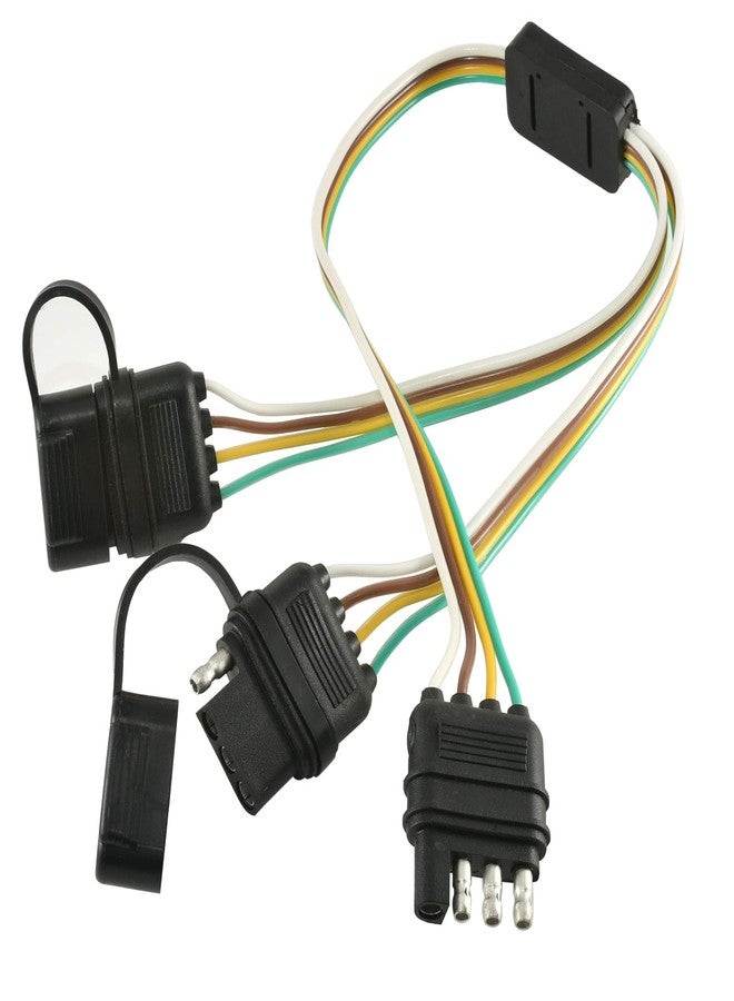 Oyviny 4 Pin Flat Y-Splitter Plug Adapter with 17.5 inch Trailer Extension Harness for LED Tailgate Light Bar and Trailer Lights Pure Copper Wires Plug & Play 4 Way Y-Splitter Plug - Image 1