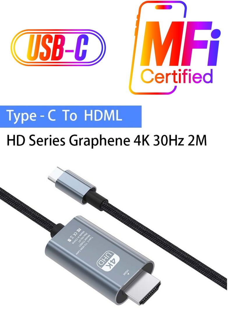 Type C To HDMI Cable 4K 30Hz 2M - Image 1