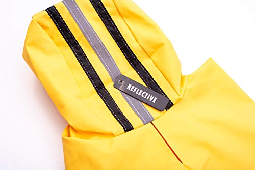 SPOT Rainy Days Slicker - Yellow Dog Rain Jacket With Hood, Reflective Strip for Safety, Leash Hole & Adjustable Velcro Belly Strap, 100% Polyester Water Resistant Pet Raincoat - Medium, 13in Long - Image 4