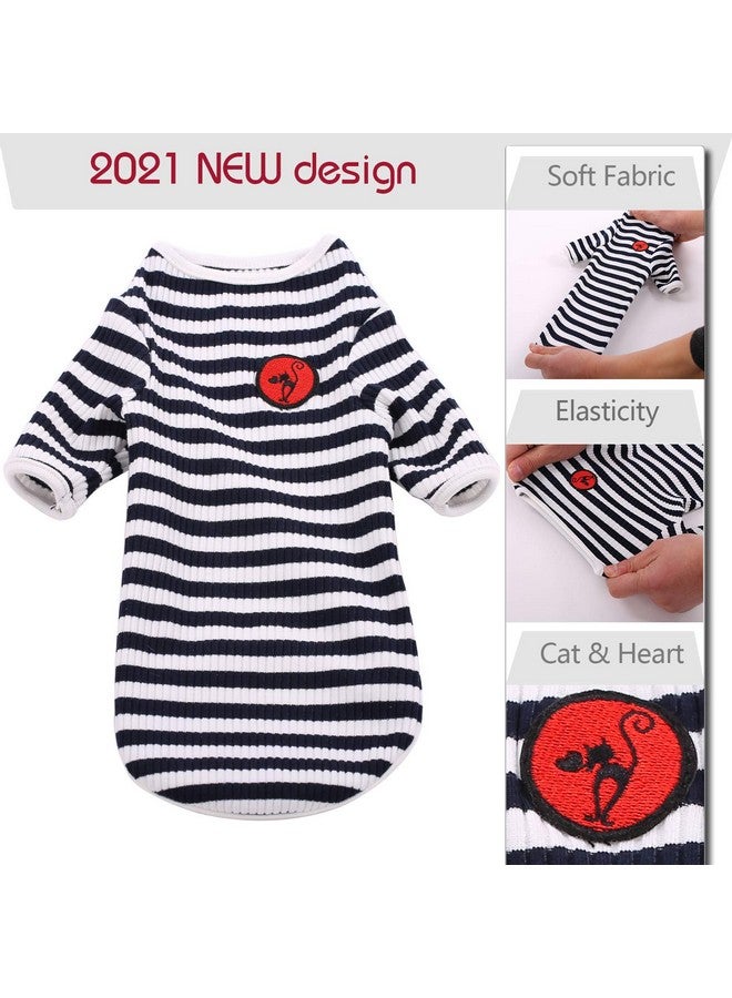 دينتران قميص DENTRUN للقطط عديمة الشعر، ملابس يومية قابلة للتنفس، سترة مخططة، بيجاما رائعة، ناعمة وصديقة للبشرة - Image 2