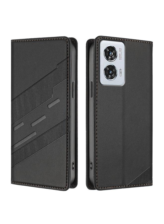 اس-توب جراب لهاتف Motorola Edge 50 Fusion متعدد الوظائف من الجلد المنقوش بتصميم كلاسيكي - Image 2