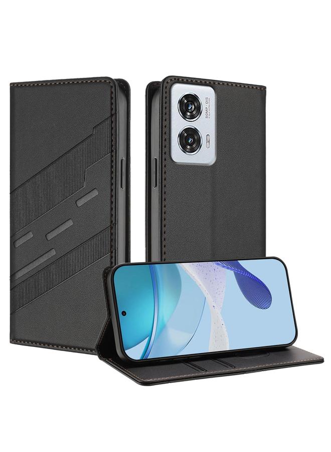 اس-توب جراب لهاتف Motorola Edge 50 Fusion متعدد الوظائف من الجلد المنقوش بتصميم كلاسيكي - Image 1