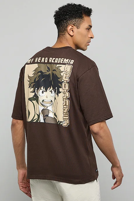 أر أند بي Printed T-Shirt with Crew Neck and Short Sleeves