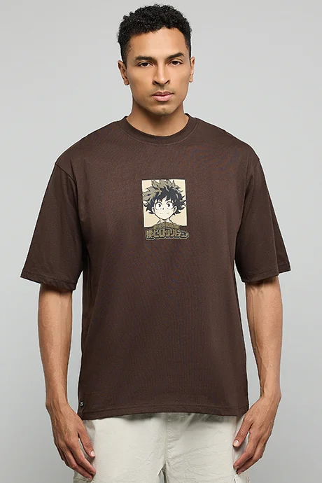 أر أند بي Printed T-Shirt with Crew Neck and Short Sleeves