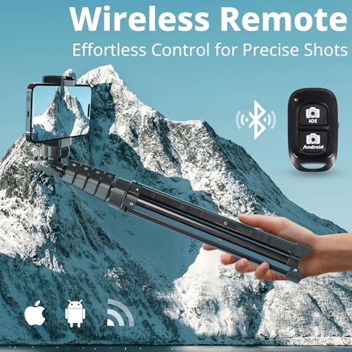 UBeesize 67" Phone Tripod & Selfie Stick, Camera Tripods Stand with Wireless Remote and Phone Holder,Compatible with iPhone Android Phone, Perfect for Selfies/Video Recording/Live Streaming Black - Image 4