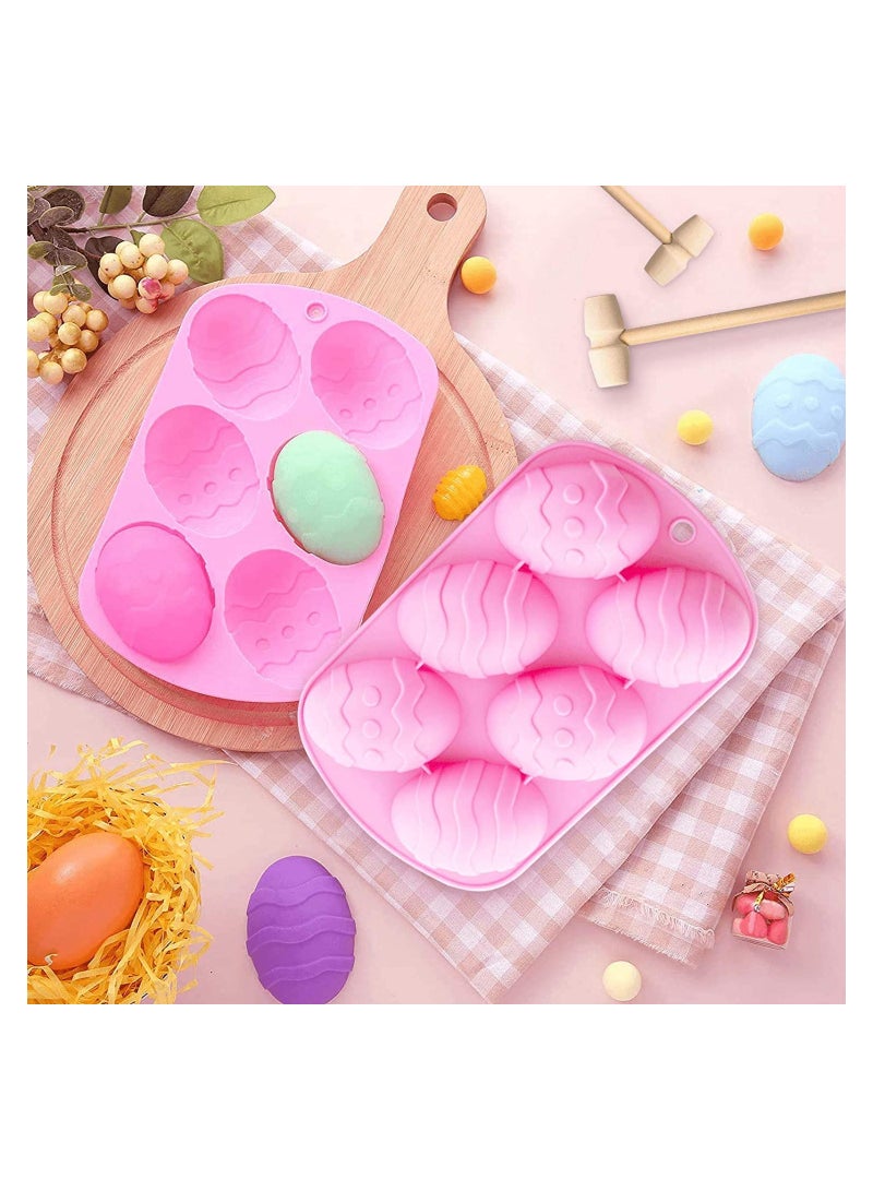 SYOSI Eggs Silicone Mold 2 Pcs Chocolate Mold Half Egg Mold with 2 Wooden Hammers Chocolate Egg Mold Candy Cookie Mould Silicone Baking Mold for Party Jelly Ice Cube Chocolate - Image 3