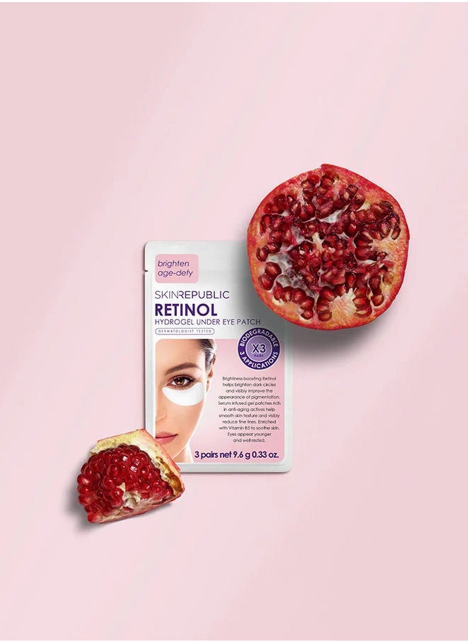 SKIN REPUBLIC - Skin Republic Retinol Hydrogel Under Eye Patch, brighten and reduce dark circles and fine lines around eyes (3 Pairs) 9.6g  - Pack Of 3 - Image 1