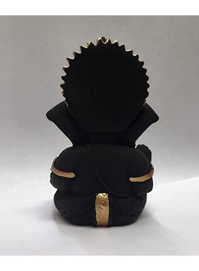 Gold Art India Terracotta Black Ganesh Idol for Car Dashboard Small Ganesha Murti Ganpati Idol for Home Decor Puja Lord Ganesh Statue Gift for Office Desk Puja Room Figurine 3.5 X 2 Inches, Idol - Image 5