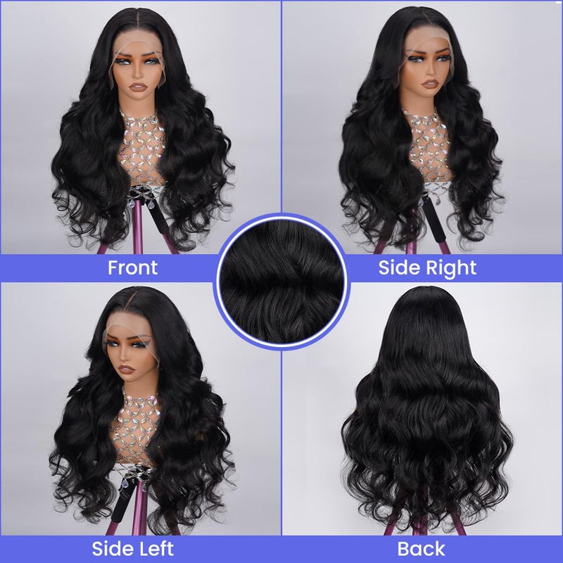 FASCARA 13x4 Body Wave Lace Front Wigs Human Hair Pre Plucked 180% Density HD Transparent Lace Frontal Wigs for Women, 9A, Small Bleached Knots, with Baby Hair, 18 Inch, Natural Color - Image 5