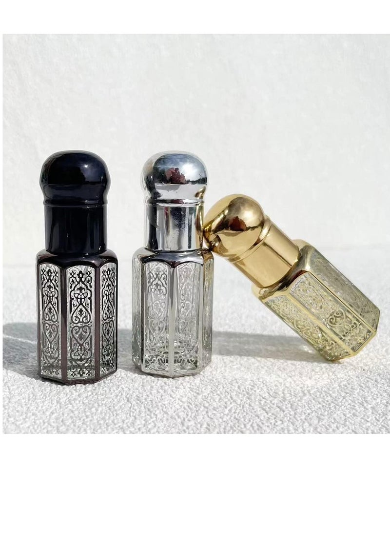 GUDOO 3 Pack Crystal Glass Roller Bottle 12ml Refillable Roll-on Bottle Essential Oil Dispenser Aromatherapy Perfume Bottle Container for Travel Home Use  - Image 3