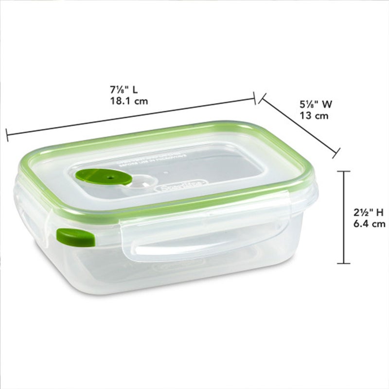 Sterilite Ultra-Seal 3.1 Cup Rectangle  Airtight Food Storage Container  Latching Lid  Microwave and Dishwasher Safe  Clear With Green Gasket  24-Pack - Image 1