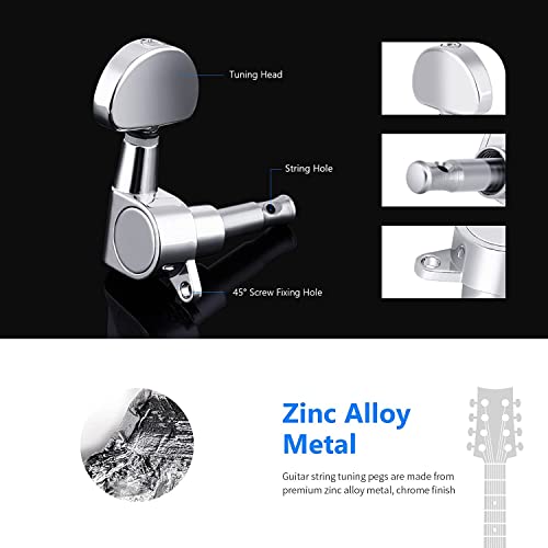 Imaginea® 2 Pieces Guitar Keys, String Tuning Pegs Tuner Machine Heads Knobs Guitar String Tuning Machine Head Tuners for Electric or Acoustic Guitar (1 Left + 1 Right) - Image 2