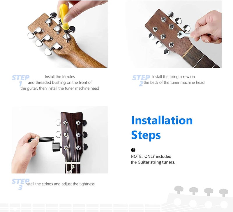 Imaginea® 2 Pieces Guitar Keys, String Tuning Pegs Tuner Machine Heads Knobs Guitar String Tuning Machine Head Tuners for Electric or Acoustic Guitar (1 Left + 1 Right) - Image 4