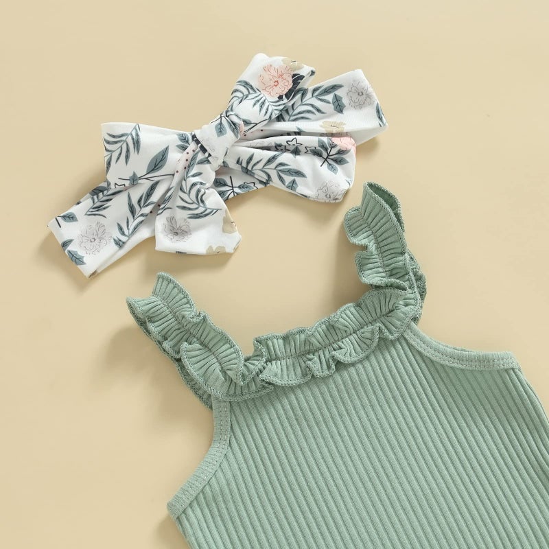CIYCUIT Baby Girl Clothes 0 3 6 9 12 18 Months Summer Outfits Floral Shorts Set Green 3-6 Months - Image 5