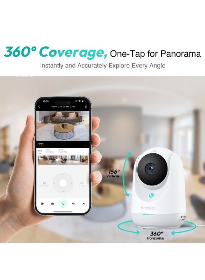 Botslab كاميرات مراقبة داخلية 2-Pack C212، 2K واي فاي للمراقبة المنزلية مع كشف الحركة، رؤية ليلية، صوت ثنائي الاتجاه، كشف ذكي، متوافقة مع أليكسا وجوجل، مراقبة الأطفال/الحيوانات الأليفة - Image 1