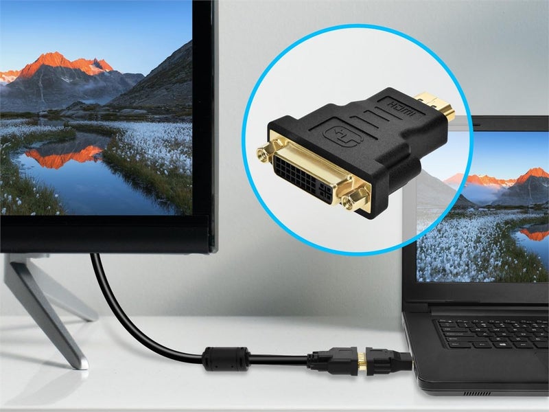 Monoprice HDMI Male to DVI-D Single Link Female Adapter - for Use with Computer's Video Card, DVD Player, Blu-ray Disc Player, Gold Plated Connectors, Black - Image 5