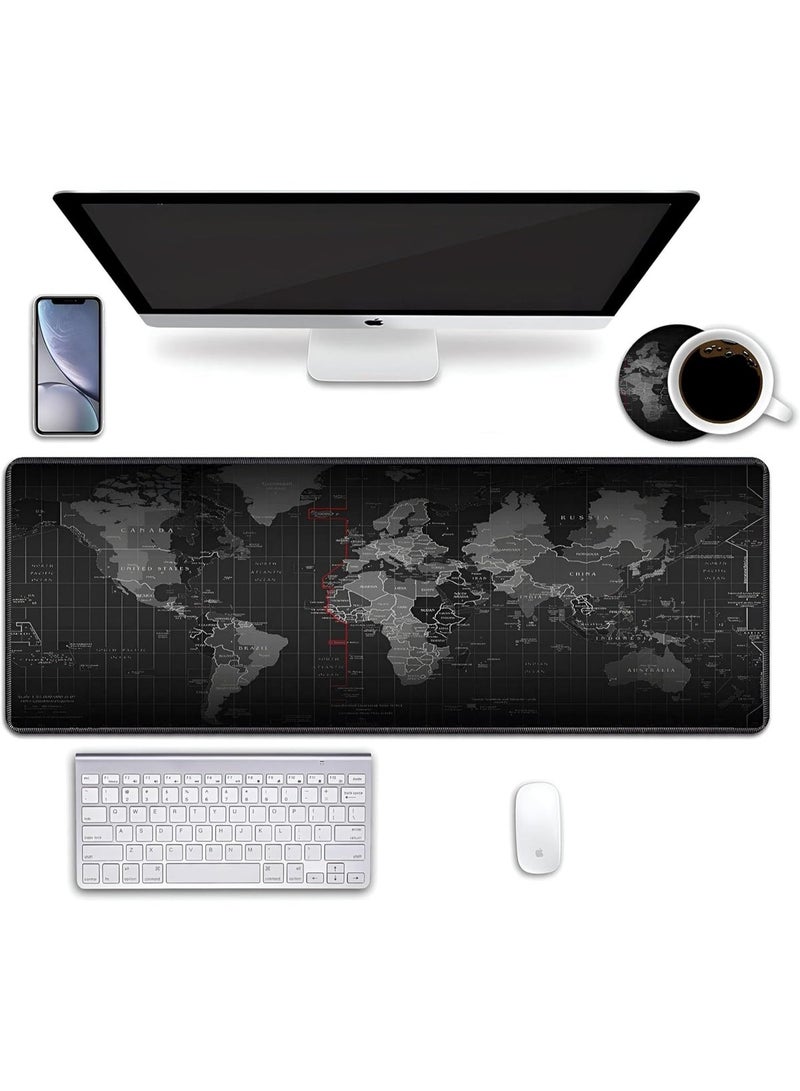 XXL Gaming Mouse Pad - Extra Large - Extended Desk Mat with World Map Design, Soft Surface for Precise Control and Non-Slip Rubber Base (90x40cm) - Image 4