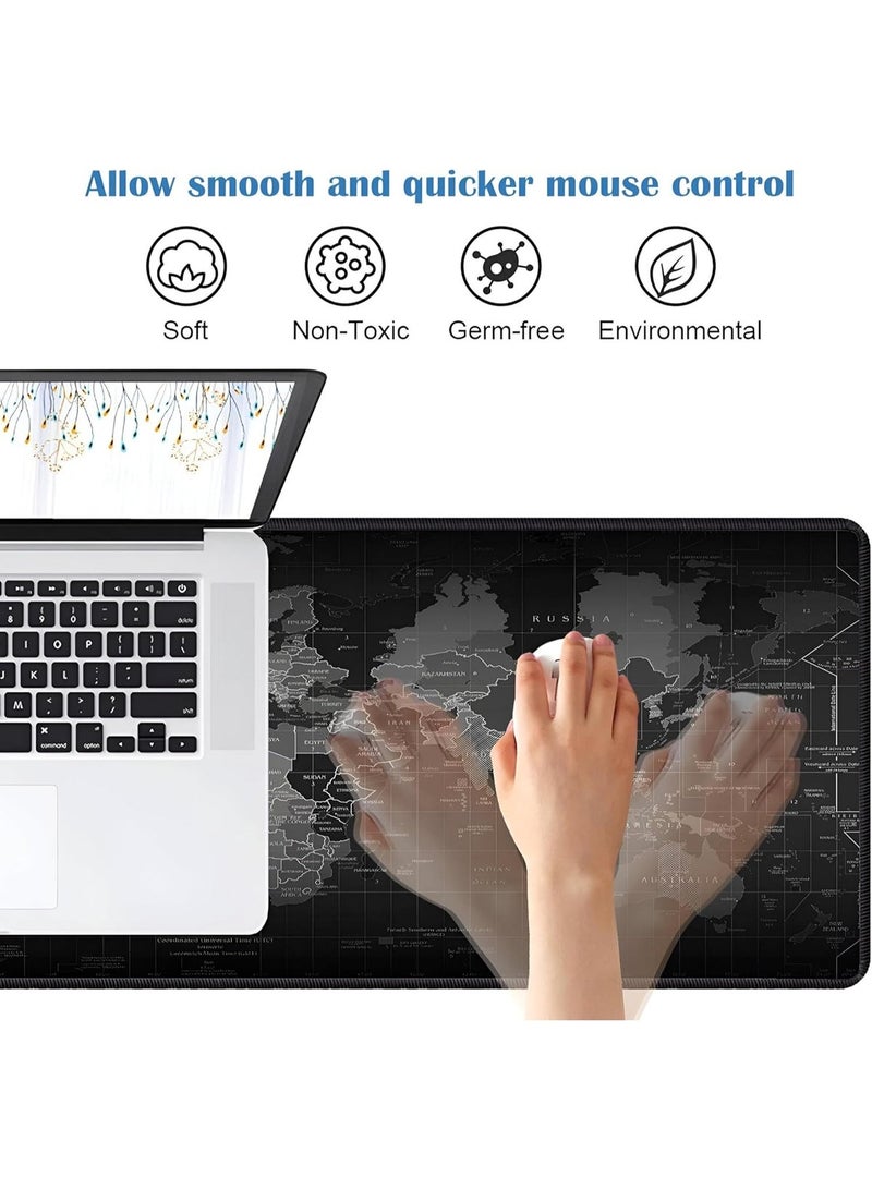 XXL Gaming Mouse Pad - Extra Large - Extended Desk Mat with World Map Design, Soft Surface for Precise Control and Non-Slip Rubber Base (90x40cm) - Image 2