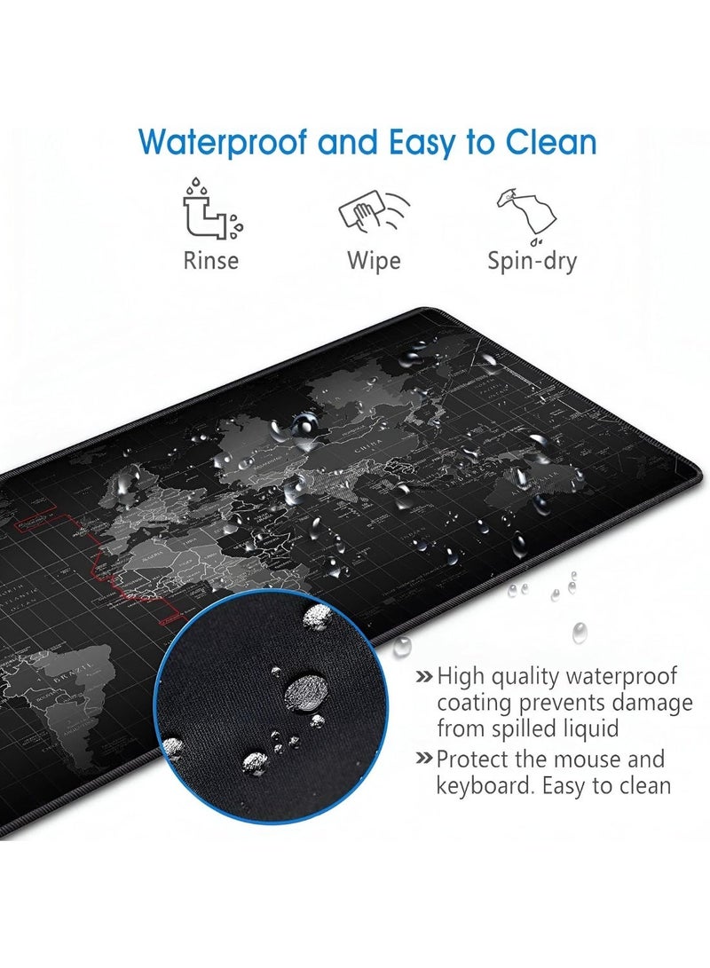 XXL Gaming Mouse Pad - Extra Large - Extended Desk Mat with World Map Design, Soft Surface for Precise Control and Non-Slip Rubber Base (90x40cm) - Image 5