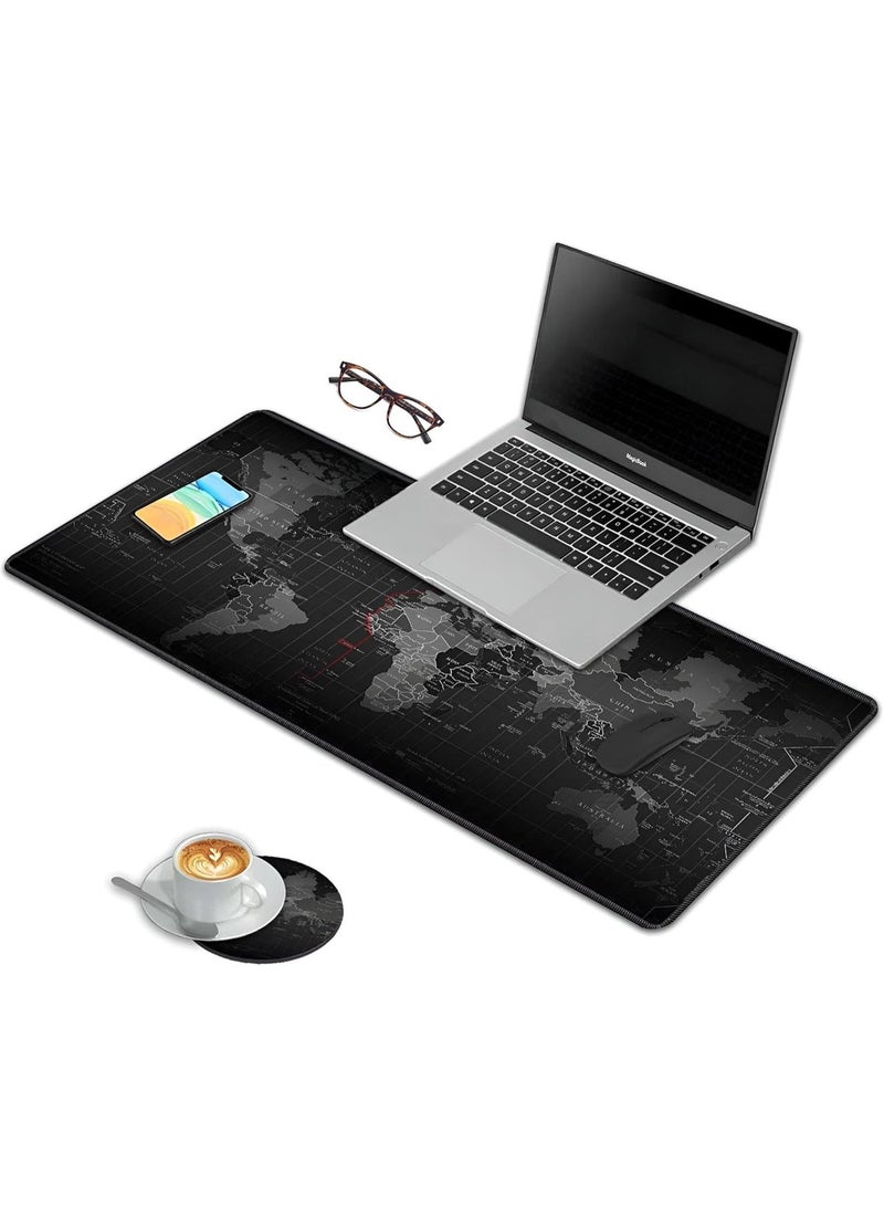 XXL Gaming Mouse Pad - Extra Large - Extended Desk Mat with World Map Design, Soft Surface for Precise Control and Non-Slip Rubber Base (90x40cm) - Image 3