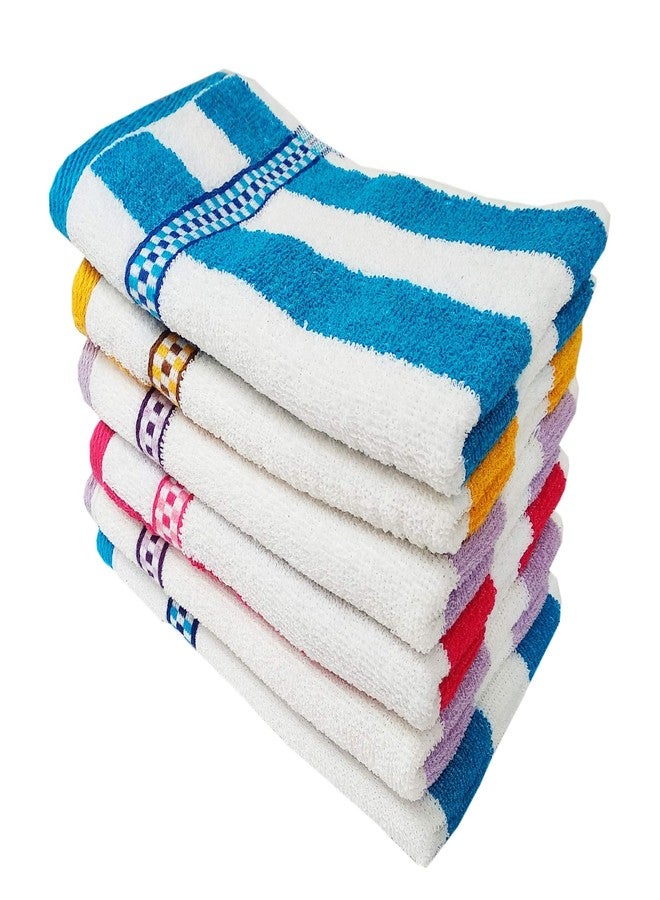 Space Fly High Absrobent Cotton Striped Hand Towels for Kitchen and Bathroom, Small Towel Travel Friendly (Size: 11X 17 inch_Multi Color) (Set of 6) - Image 1