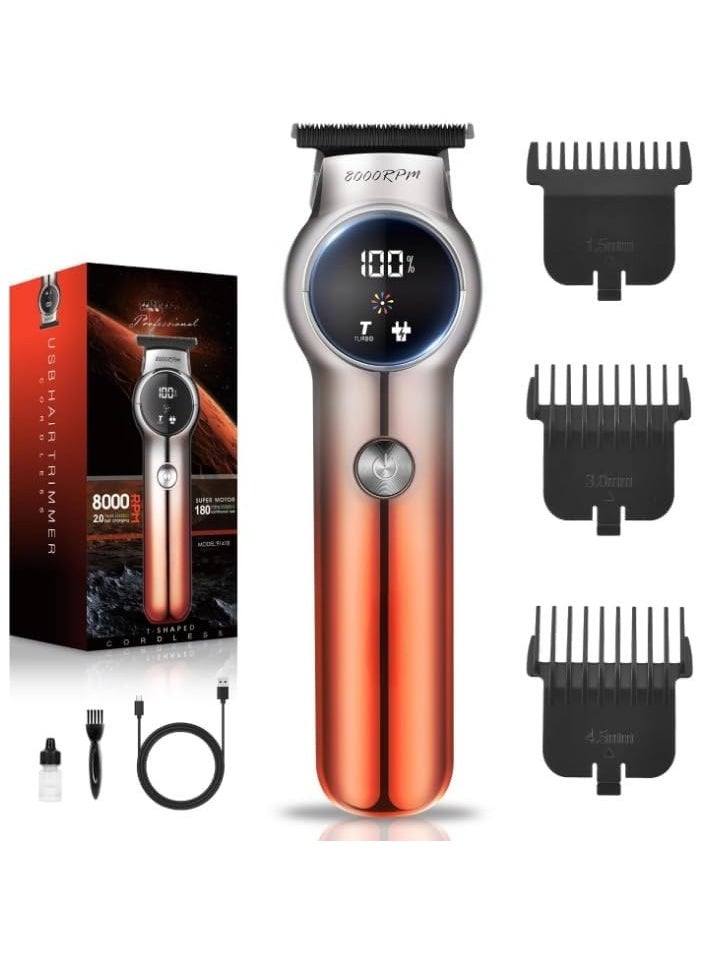 Skill Tech Zero Gap Gapless Hair Clipper Hair Trimmer for Men Hair Cutting Clippers Turbo Speed Cordless Hair Clippers for Men USB C 8000 RPM Fast Charging - Red  - Image 1