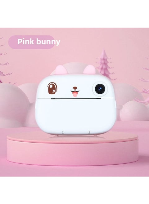 Children's Polaroid Cartoon Smart Camera Can Take Photos And Print Digital Small SLR Mini Camera-Color:M08 Pink Rabbit (printable)