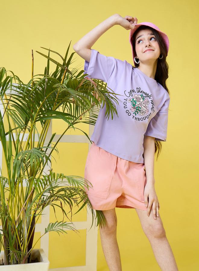 Stylo Bug Girls Purple Floral Print T-Shirt - Image 5