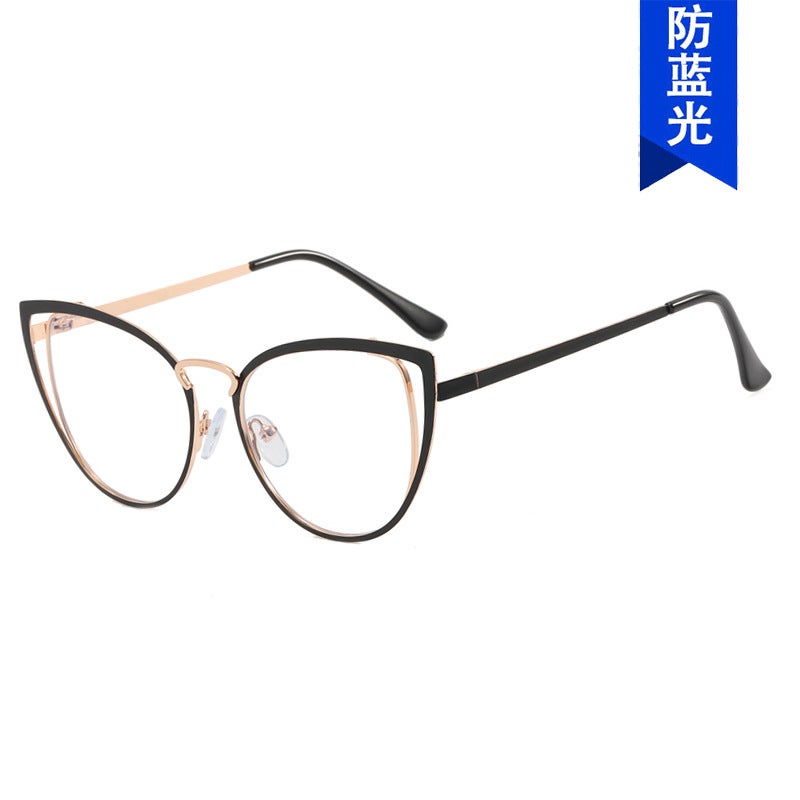 Triangular Cat-Eye Hollow Flat Mirror Anti-Blue Light 2023 New Glasses Frame Ins Plain Glasses Frame - Image 4