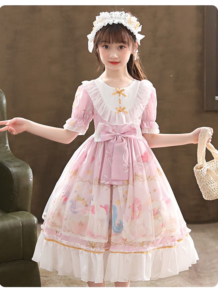 Lolita Girls' Princess Dress(Pink) - Image 3