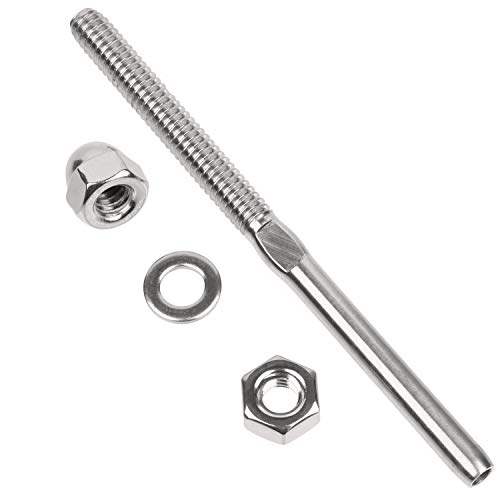 BLIKA 20 Pack 1/8" Cable Railing Swage Threaded Stud Tension End Fitting Terminal for Cable Deck Railing, T316 Stainless Steel, Swage Threaded Terminal, 1/8" Cable Railing Hardware - Image 4