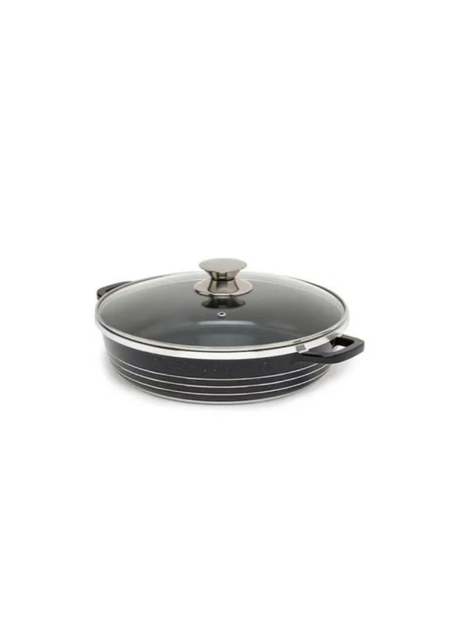 Dessini Regina Non-Stick Shallow Casserole 36 cm Black/Clear - Image 1