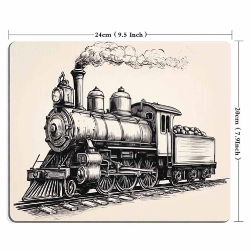 Mugod Train Mouse Pad Steam Locomotive Transport Railroad Railway Trip Vintage Grey Mouse Mat Non-Slip Rubber Base Mousepad for Computer Laptop PC Gaming Working Office & Home 9.5x7.9 Inch - Image 4