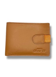 MARIO DRAFTS Genuine Leather Button Men's Wallet, Tan  - Image 1