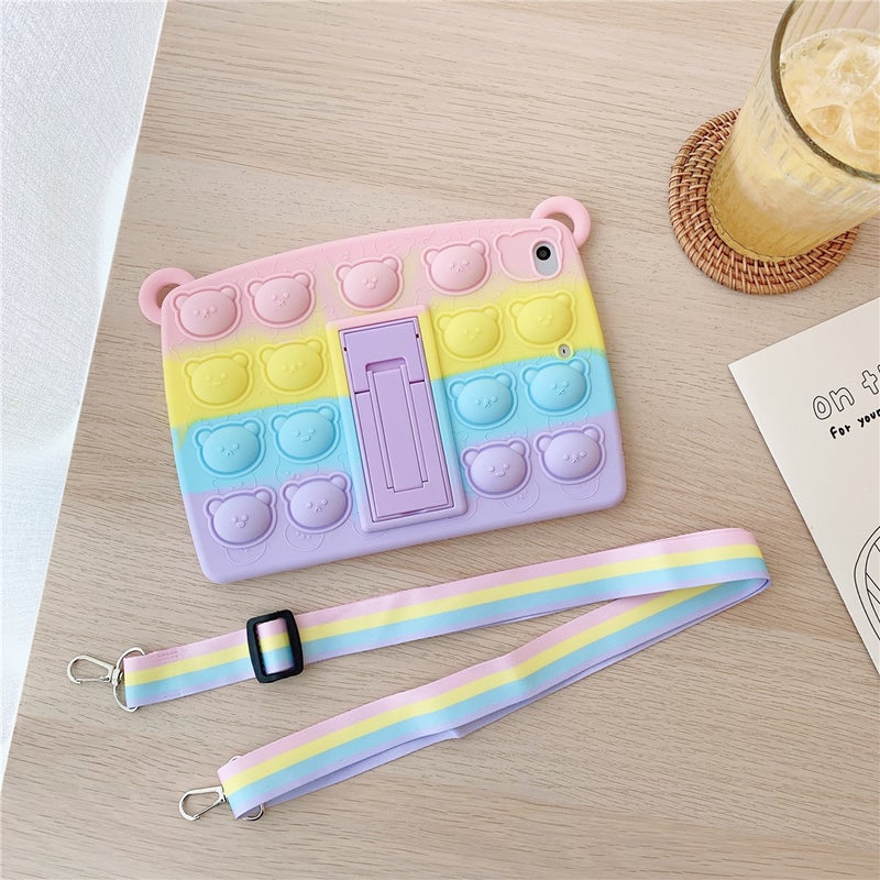For iPad Pro 11 inch pen bad rainbow bubble Bear Flat set rodent pioneer soft silicone shell spot - Image 3